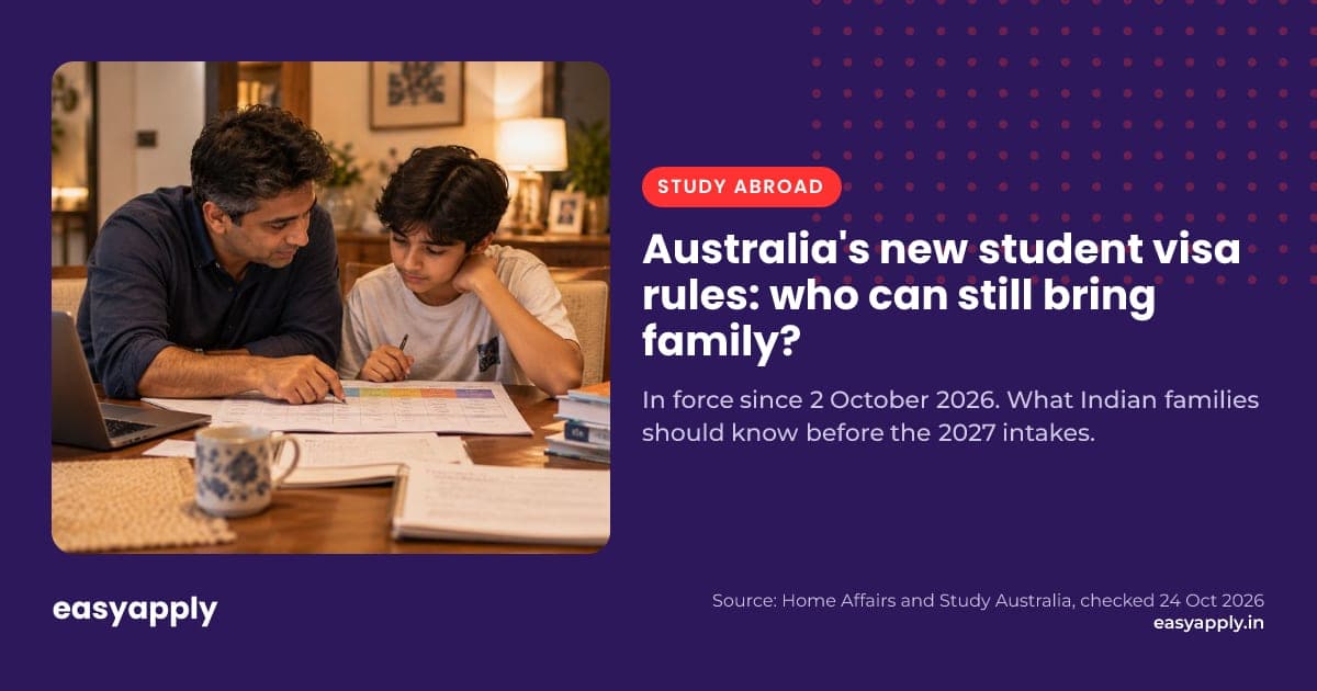 Australia's new student visa rules: most students can no longer bring a partner or children, and many must apply from outside Australia