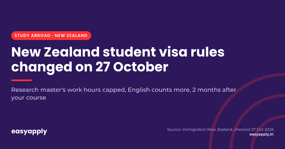 New Zealand student visa changes in force from 27 October 2026